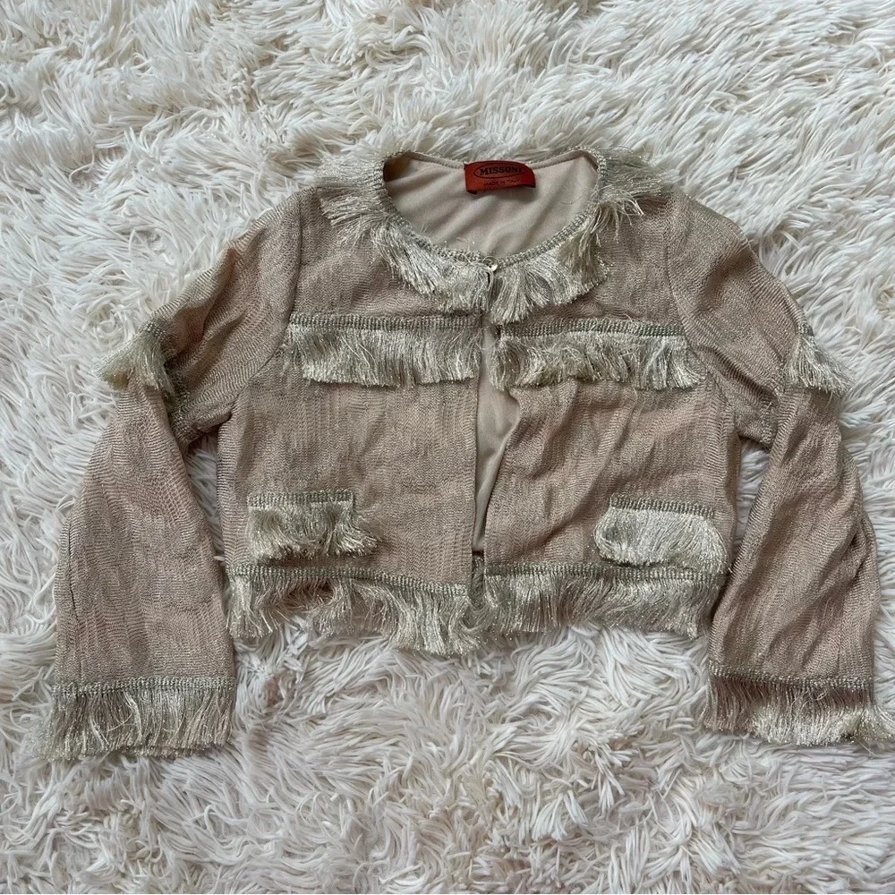 Missoni Kids girl Cardigan with fringes shiny gold size 4 years